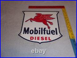 Vintage Mobil Mobilfuel Diesel 11 3/4 Porcelain Metal Pegasus Gasoline Oil Sign