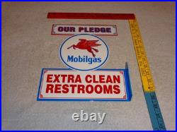 Vintage Mobil Mobilgas Clean Restrooms Pegasus 12 X10 Gasoline Oil Flange Sign