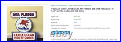 Vintage Mobil Mobilgas Clean Restrooms Pegasus 12 X10 Gasoline Oil Flange Sign