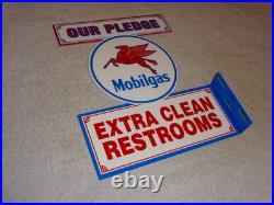 Vintage Mobil Mobilgas Clean Restrooms Pegasus 12 X10 Gasoline Oil Flange Sign