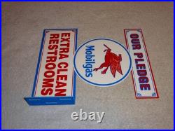 Vintage Mobil Mobilgas Clean Restrooms Pegasus 12 X10 Gasoline Oil Flange Sign
