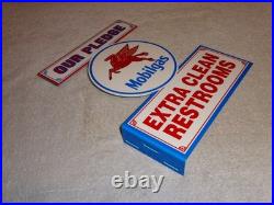 Vintage Mobil Mobilgas Clean Restrooms Pegasus 12 X10 Gasoline Oil Flange Sign