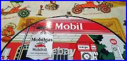 Vintage Mobil Mobilgas Porcelain Gargoyle Gas Oil Filling Station Service Sign