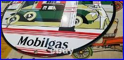 Vintage Mobil Mobilgas Porcelain Gargoyle Gas Oil Filling Station Service Sign