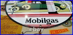 Vintage Mobil Mobilgas Porcelain Gargoyle Gas Oil Service Station Pump Sign