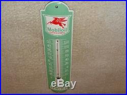 Vintage Mobil Mobiloil Pegasus 12 Porcelain Metal Gasoline Oil Thermometer Sign