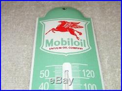 Vintage Mobil Mobiloil Pegasus 12 Porcelain Metal Gasoline Oil Thermometer Sign