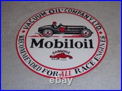 Vintage Mobil Mobiloil Race Car 11 3/4 Porcelain Metal Vacuum Gargoyle Gas Sign