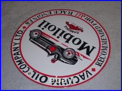 Vintage Mobil Mobiloil Race Car 11 3/4 Porcelain Metal Vacuum Gargoyle Gas Sign