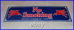 Vintage Mobil No Smoking At Pumps Pegasus 16 Porcelain Metal Gasoline Oil Sign