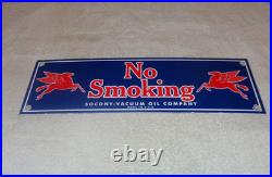 Vintage Mobil No Smoking At Pumps Pegasus 16 Porcelain Metal Gasoline Oil Sign