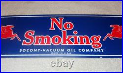 Vintage Mobil No Smoking At Pumps Pegasus 16 Porcelain Metal Gasoline Oil Sign