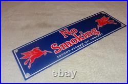 Vintage Mobil No Smoking At Pumps Pegasus 16 Porcelain Metal Gasoline Oil Sign