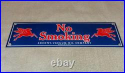 Vintage Mobil No Smoking At Pumps Pegasus 16 Porcelain Metal Gasoline Oil Sign