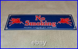 Vintage Mobil No Smoking At Pumps Pegasus 16 Porcelain Metal Gasoline Oil Sign