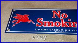 Vintage Mobil No Smoking At Pumps Pegasus 16 Porcelain Metal Gasoline Oil Sign