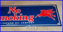 Vintage Mobil No Smoking At Pumps Pegasus 16 Porcelain Metal Gasoline Oil Sign