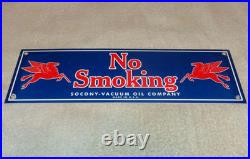 Vintage Mobil No Smoking At Pumps Pegasus 16 Porcelain Metal Gasoline Oil Sign