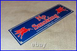 Vintage Mobil No Smoking At Pumps Pegasus 16 Porcelain Metal Gasoline Oil Sign