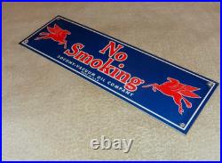 Vintage Mobil No Smoking At Pumps Pegasus 16 Porcelain Metal Gasoline Oil Sign