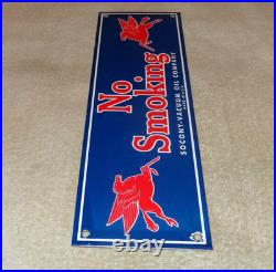 Vintage Mobil No Smoking At Pumps Pegasus 16 Porcelain Metal Gasoline Oil Sign
