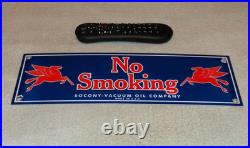 Vintage Mobil No Smoking At Pumps Pegasus 16 Porcelain Metal Gasoline Oil Sign
