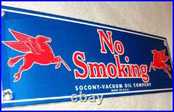 Vintage Mobil No Smoking At Pumps Pegasus 16 Porcelain Metal Gasoline Oil Sign