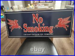 Vintage Mobil OIL Gasoline Sign 36×15 Porcelain Sign