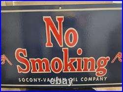 Vintage Mobil OIL Gasoline Sign 36×15 Porcelain Sign