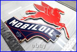 Vintage Mobil OIL Gasoline Sign Pegasus Motor Oil Gas Pump Porcelain Large Sign Vintage Mobil OIL Gasoline Sign Pegasus Motor Oil Gas Pump Porcelain Large Sign