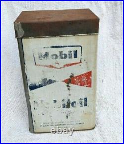 Vintage Mobil Oil Advertising Tin Can Advertisement Box Automobile TB1558
