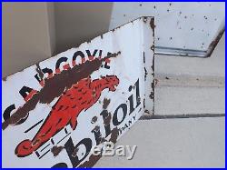 Vintage Mobil Oil Gargoyle Double Sided Porcelain Flange Sign GAS SODA