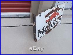 Vintage Mobil Oil Gargoyle Double Sided Porcelain Flange Sign GAS SODA