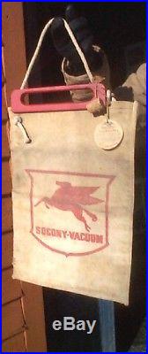 Vintage Mobil Oil Gas Socony Flying Horse Water Bag Sign Eagle Brand Tent & Duck
