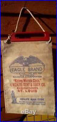 Vintage Mobil Oil Gas Socony Flying Horse Water Bag Sign Eagle Brand Tent & Duck