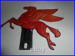Vintage Mobil Oil Pegasus License Plate Topper