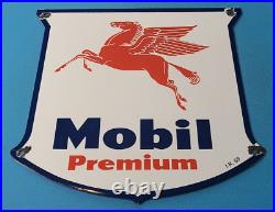 Vintage Mobil Premium Gasoline Porcelain Gas Service Pegasus Motor Oil Sign