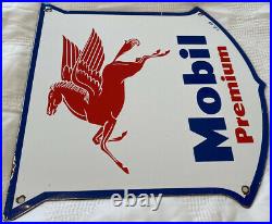 Vintage Mobil Premium Gasoline Porcelain Sign Gas Station Pump Plate Peggy Oil
