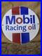 Vintage Mobil Racing Oil Gasoline Porcelain Sign Gas Station Pump Plate 12