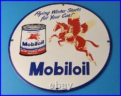 Vintage Mobil Sign Pegasus Mobilgas Gas Oil Can Bucket Porcelain Pump Sign