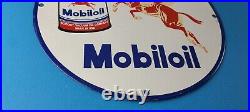 Vintage Mobil Sign Pegasus Mobilgas Gas Oil Can Bucket Porcelain Pump Sign