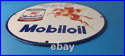 Vintage Mobil Sign Pegasus Mobilgas Gas Oil Can Bucket Porcelain Pump Sign