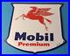 Vintage Mobil Sign Porcelain Premium Oil Gasoline Pegasus Gas Pump Sign