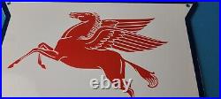 Vintage Mobil Sign Porcelain Premium Oil Gasoline Pegasus Gas Pump Sign