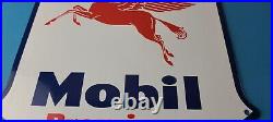 Vintage Mobil Sign Porcelain Premium Oil Gasoline Pegasus Gas Pump Sign