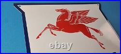 Vintage Mobil Sign Porcelain Premium Oil Gasoline Pegasus Gas Pump Sign