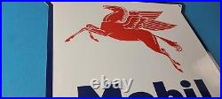 Vintage Mobil Sign Porcelain Premium Oil Gasoline Pegasus Gas Pump Sign