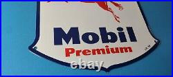 Vintage Mobil Sign Porcelain Premium Oil Gasoline Pegasus Gas Pump Sign