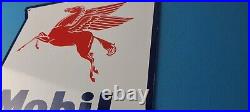 Vintage Mobil Sign Porcelain Premium Oil Gasoline Pegasus Gas Pump Sign