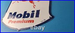 Vintage Mobil Sign Porcelain Premium Oil Gasoline Pegasus Gas Pump Sign